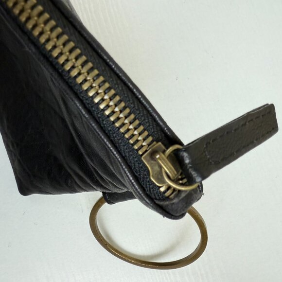 Kim White Super Soft Black Leather Wristlet/Ring Clutch - Picture 8 of 12